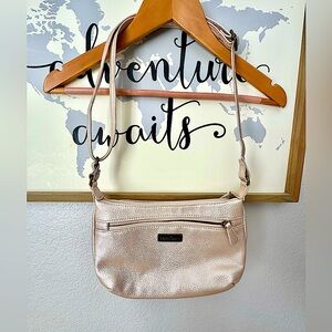 Multisac crossbody vegan leather purse in champagne